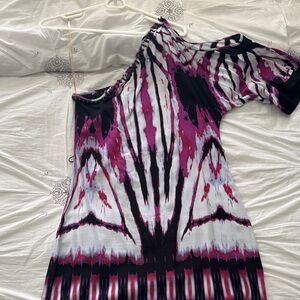 Rampage One Shoulder Dress - Pink and Black